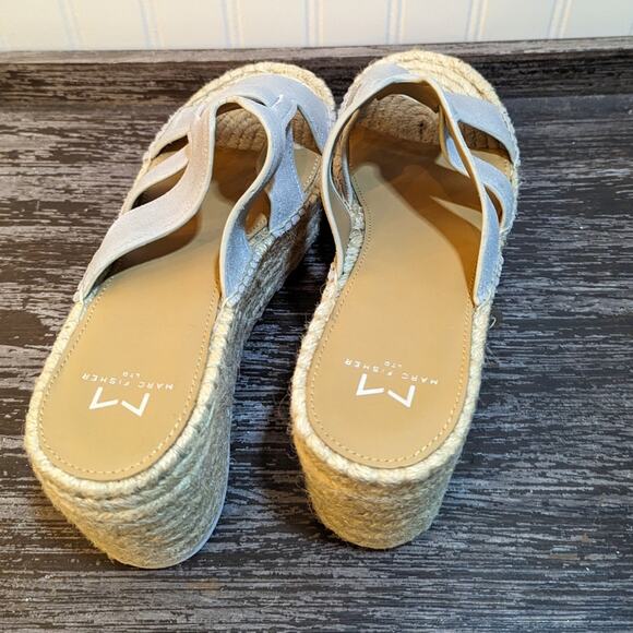 Marc Fisher Women's Silver Wedge Slip On Platform Comfort Sandal Size 9.5 M - Picture 5 of 6